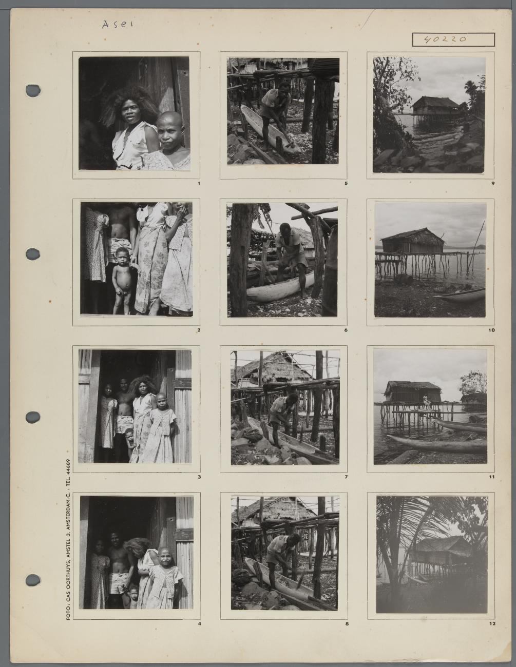 BD/163/199 - 
Asei, huizen en inwoners, maken van een prauw
