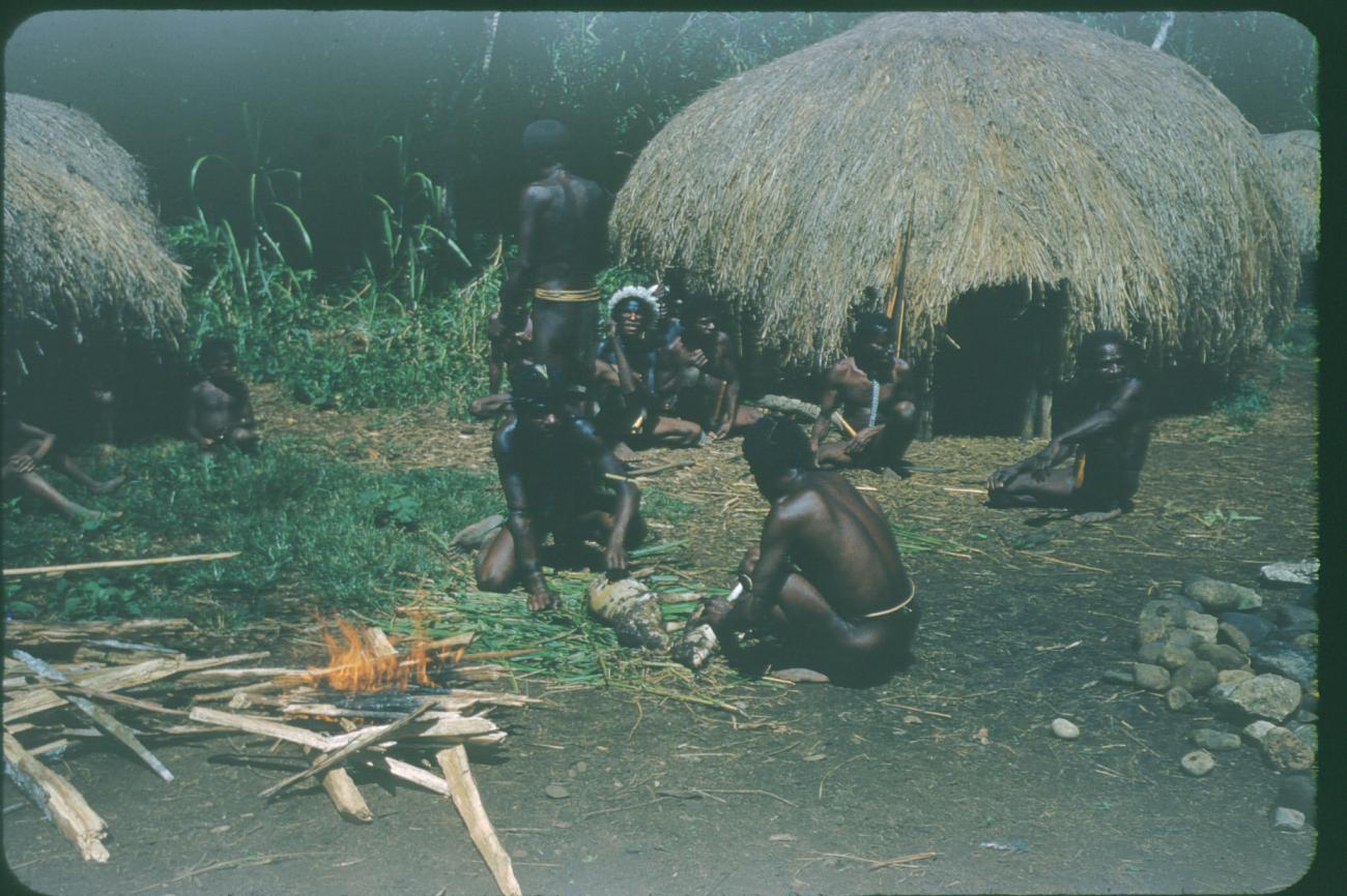 BD/209/1096 - 
Groep mensen bij hut
