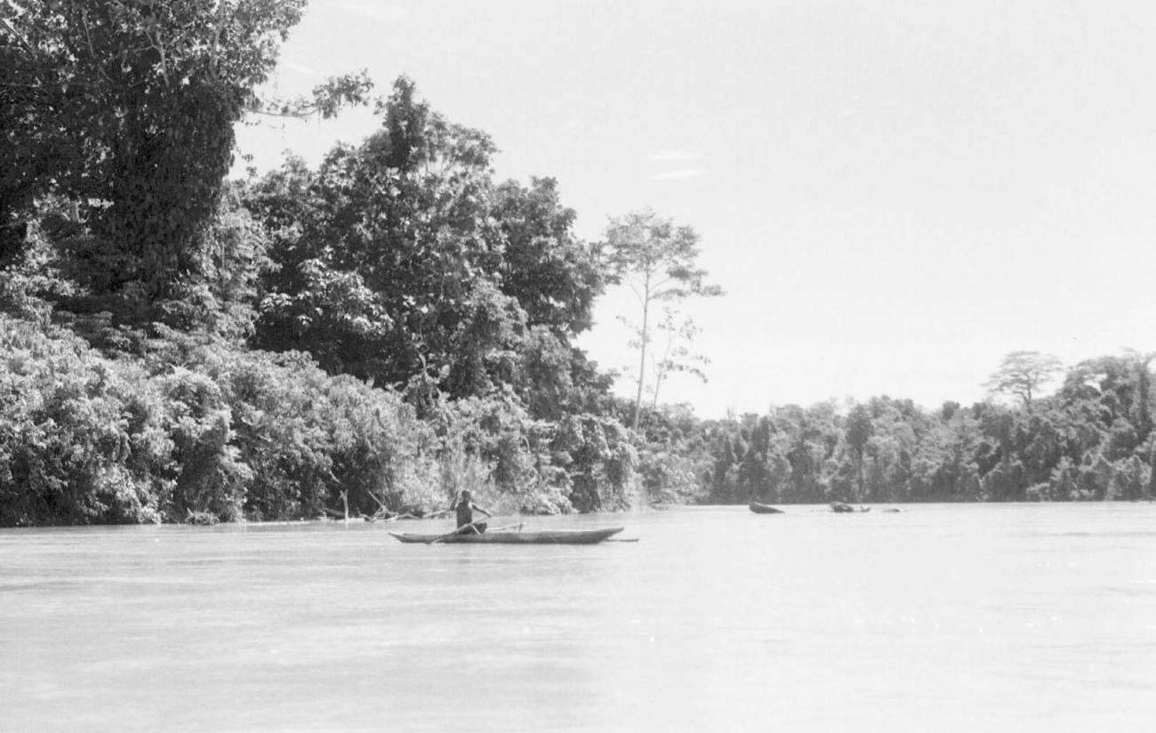 BD/133/82 -
Sarmi-Hollandia: Prauw op de rivier