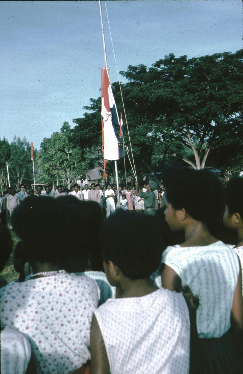 BD/171/1307 -
Koninginnendag, vlag wordt gestreken.
